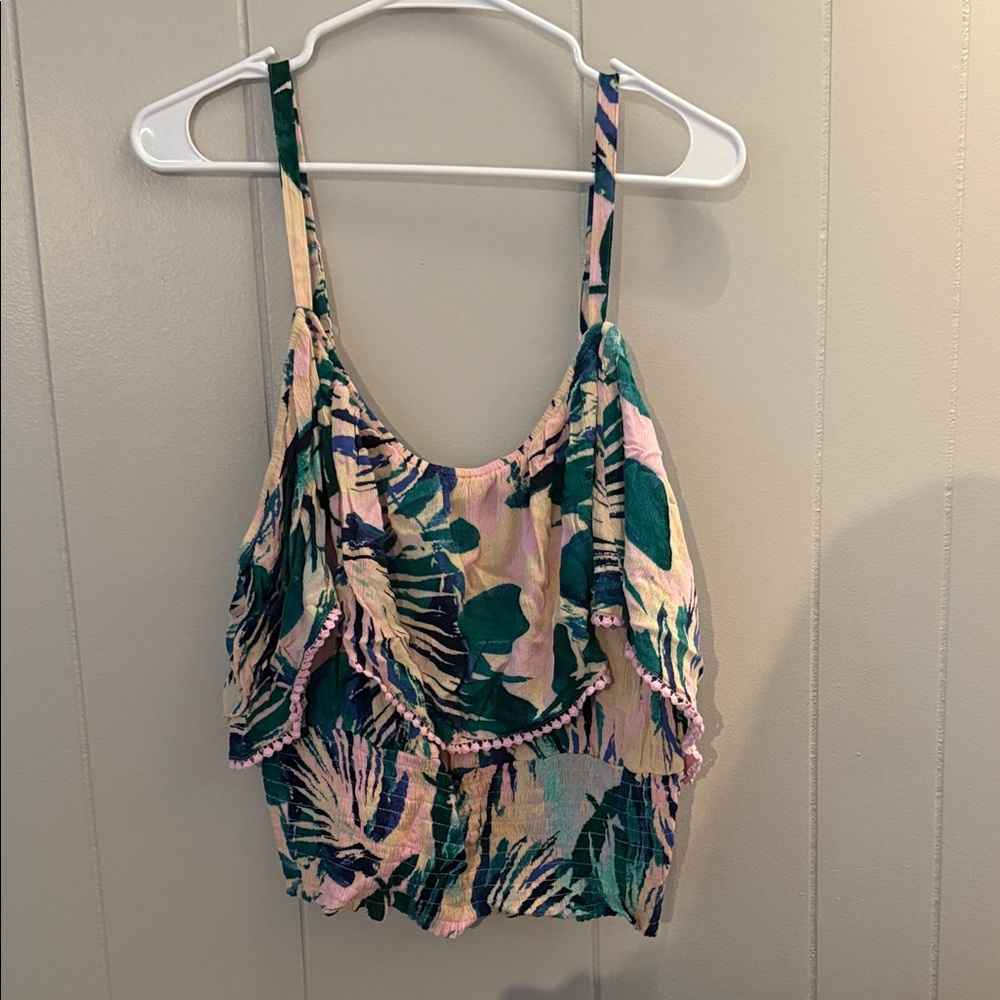 Torrid Leafy Print Ruffle Crop Top